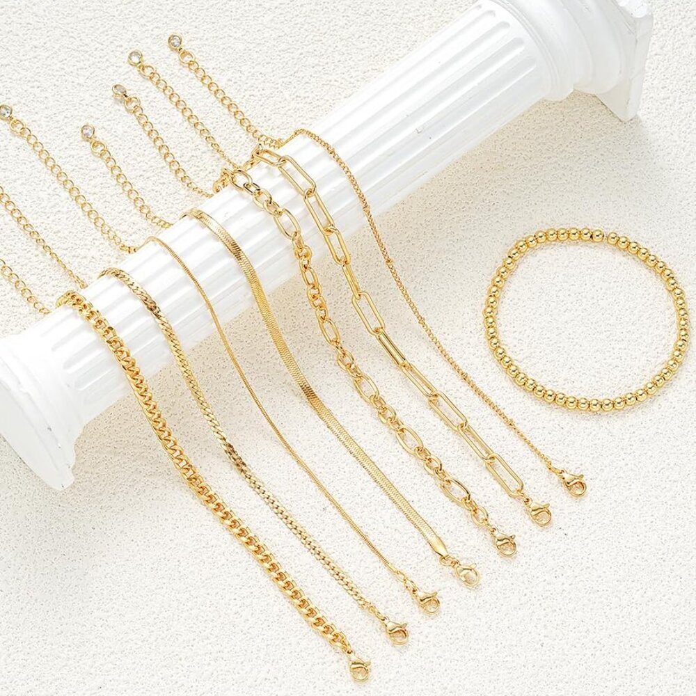 Gold Bracelets Set for Women Trendy, 14K Real Gold Plated Jewelry for Women Dain - Picture 9 of 9